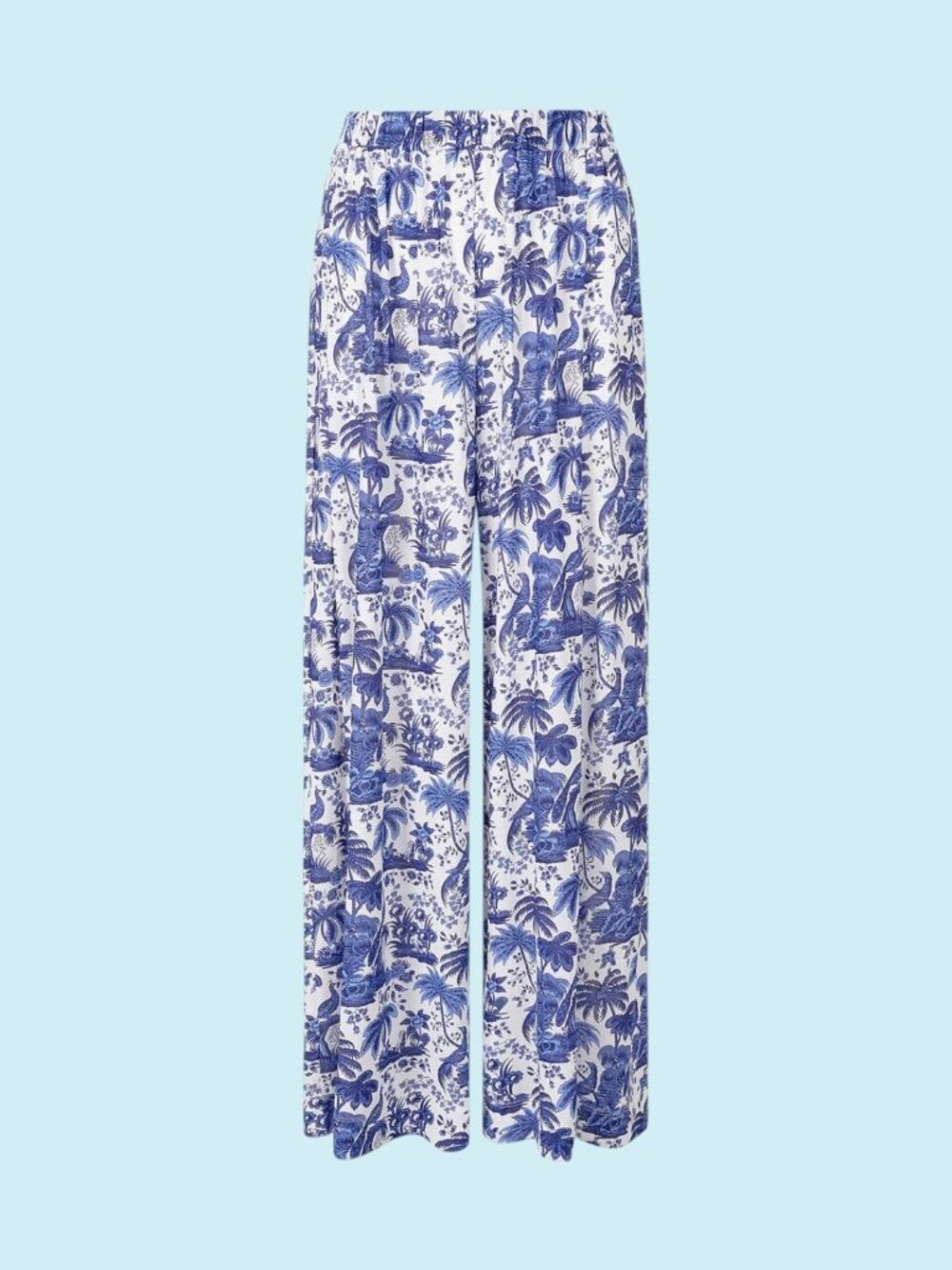 Staud Marza Pants Size Small Blue Toile Relaxed Pull-On Wide Leg Flowy Resort